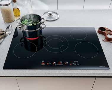 including 1 dual zone - Frameless hob - W770mm x D520mm - 2 year guarantee Touch control Timer Residual heat indicator H Hi-lite cooking Flush fitting design Child lock 32 *Please note this hob