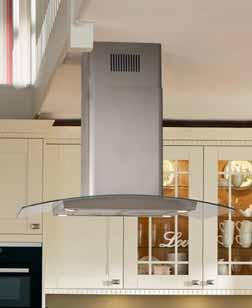 Island extractors Lamona curved glass island extractor Stainless Steel and Clear glass 90cm LM2603 - Push button control - 4 x 28W lights - Washable grease filters - H705mm - H1070mm x W900mm x