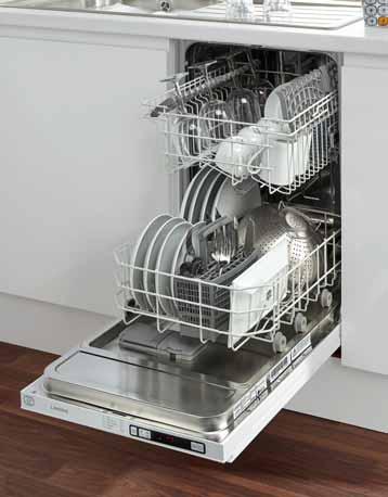 Integrated slimline dishwasher Lamona slimline fully integrated 45cm dishwasher White LM8302-4 temperature settings - Half load - Start delay up to 9 hours (3, 6 or 9 hours) - LED display - H820mm x