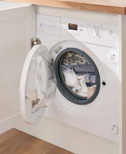 Integrated washing machines Integrated washing machine White 1600rpm HJ8511 - Start delay up to 24 hours - LED display - H820mm x W600mm x D540mm - 2 year guarantee 16 programmes including: - Mixed