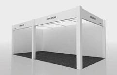 Todo incluido al mejor precio B Stand features Growing Pack option all included Growing Pack: Carpentry 3m high painted chipboard panels 19mm thick.