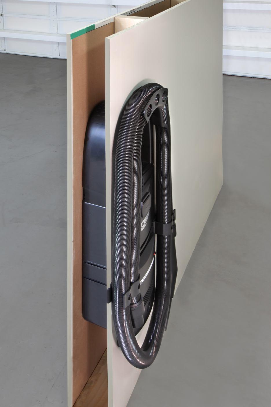 GarageVac Models GF-120 In-wall installation where the unit fits flush into a 2x4 stud wall.