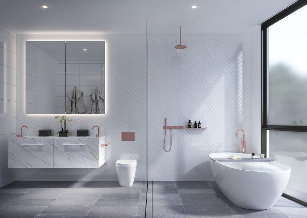 P A M P E R Y O U R S E L F I N A C L A S S I C S E T T I N G Contemporary design and quality craftsmanship are on show in the generous bathrooms that invite pampering.