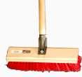 53561912A 065681 709130 4 Deck Scrub Brush with Squeegee Wood Stiff union fiber Rubber squeegee on back ideal for pushing water and easy drying Tapered hole in block for use