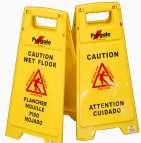 Buckets/Dustpans/Carts Pop-Up Trilingual Caution Sign Tear resistant material withstands robust conditions
