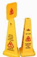 Trilingual Closed for Maintenance/Cleaning Sign Tear resistant material wraps around pole for easy storage