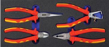 Set of Screwdrivers, isolated, 9-pcs. 496.9.6 TOOL SET PLIERS, VDE ISOLTED Foam insert, cutable (6 39 3mm).