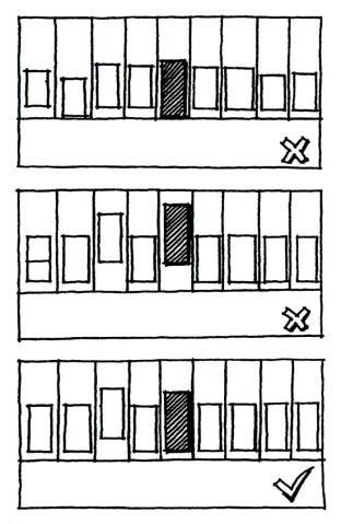 neighbours. Spacing between primary forms should relate to typical local patterns.