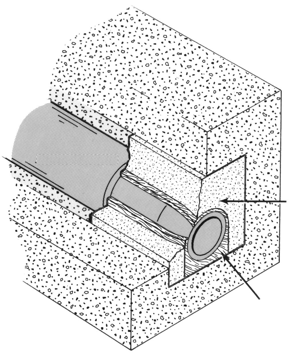 Figure 2 - Burner Mounting Alloy Burner Tube Lying On Floor Of Wall Opening Customer-supplied insulating block (insulating firebrick or castable refractory) surrounds nozzle.