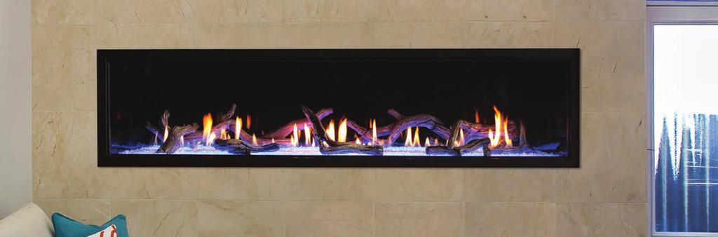 Boulevard Linear Direct-Vent Fireplaces Boulevard 72-inch Direct-Vent Fireplace with Multi-color LED Lighting, Black Glass Liner, Driftwood Log Set, and Clear Crushed Glass Boulevard 60-inch
