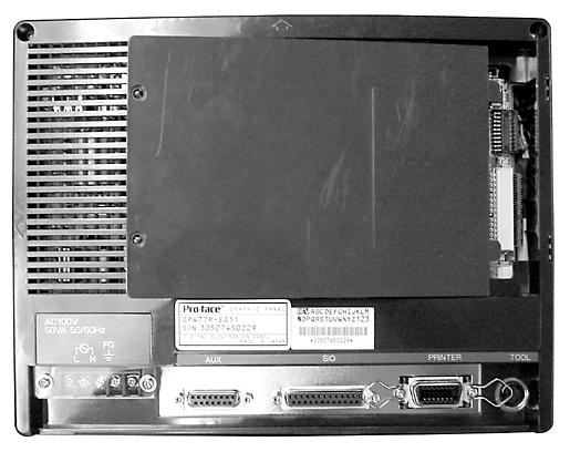 QPIMBPXA1 Modbus Plus Module Figure 5. Removing Back Cover from a Typical Larger Screen Unit Follow the instructions to install the module: 1. Disconnect all power connections. 2.