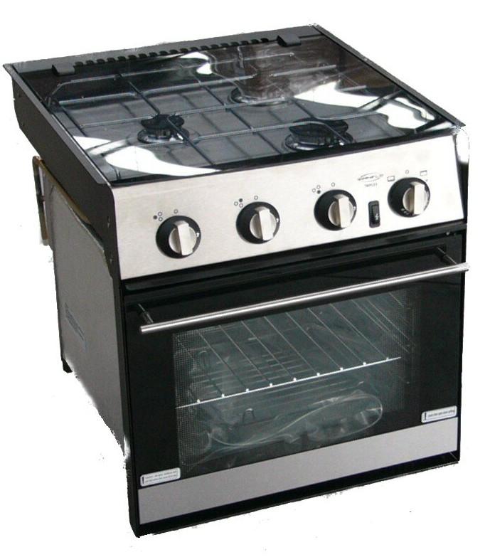 TRIPLEX Rapid 3 Burner with Grill and Oven Satin Knobs Energy Safety Compliance # SER8188A 001858 (SA1501MDE) MINIGRILL 4 Burner with Grill Satin Knobs Energy Safety