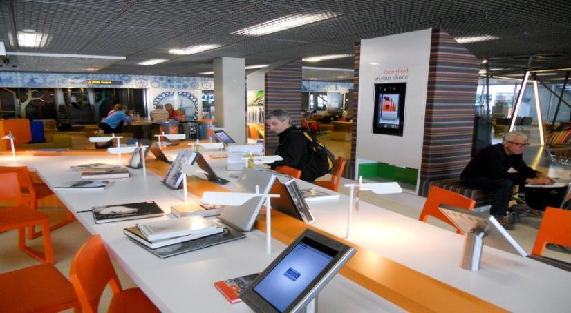 CREATIVE LIBRARIES UNEXPECTED PLACES Amsterdam Schiphol Airport: Visitors can