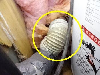 Exhaust Fan Condition Plastic dryer exhaust hose observed. A dryer vent duct should be made of non-combustible material.