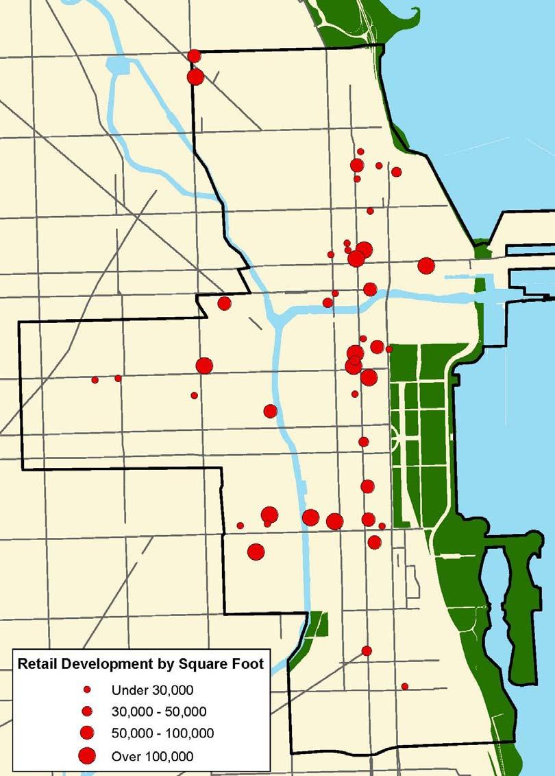 Retail Development Map shows retail projects completed since 2001 or under construction.