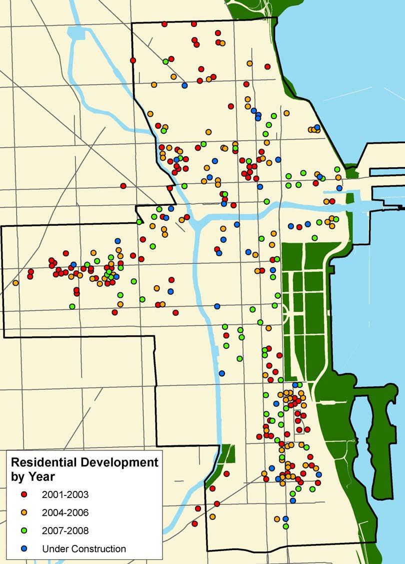 Residential Development Map shows residential projects completed since 2001 and under construction.
