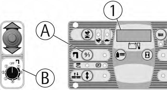 Pressing the same push button in succession, six different possibilities of settings can be selected and the display (1) visualizes always the percentage.