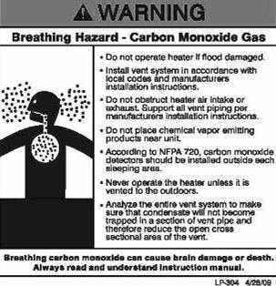 18 Failure to follow all instructions can result in flue gas spillage and carbon monoxide emissions, causing severe personal injury or death.