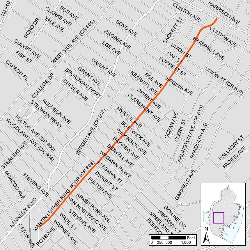 Dr. Martin Luther King Jr. Drive Road Program Start: August 2018 Projected End: July 2019 Dr. Martin Luther King Jr. Drive from McAdoo Avenue to Communipaw Avenue NJ Department of Transportation (NJDOT) Municipal Air, Federal Highway Administration (FHWA); $1.