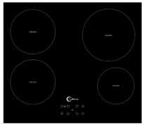 power levels per zone - residual heat indicator - H45 x W580 x D510mm - 4 induction zones - 1-9 adjustable