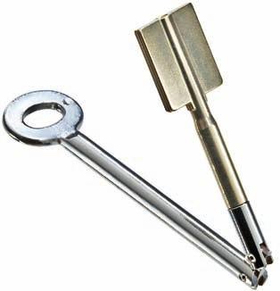 Key locks Key types Rigid key Detachable bit keys Folding key Keys Typical for mechanical locks used in safes is the double-bit key. It is synonymous with precision machining and exceptional security.