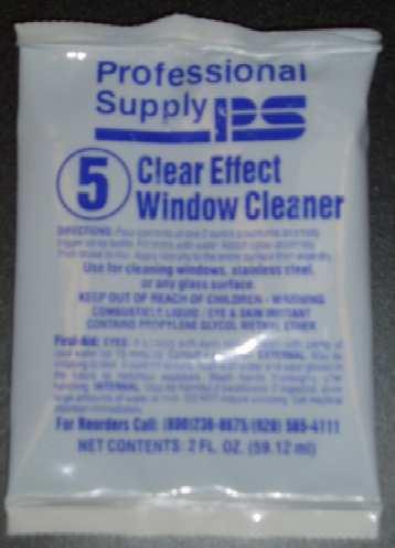 Order # PSPC5 Clear Effect #5 (Glass/Window/Stainless Steel Cleaner) Cleaning windows, display racks, scanners and mirrors. Safe for most plastics. 2-oz.