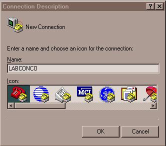 The Connection Description dialogue box will open. Type in a user defined name and select an icon for the new connection.
