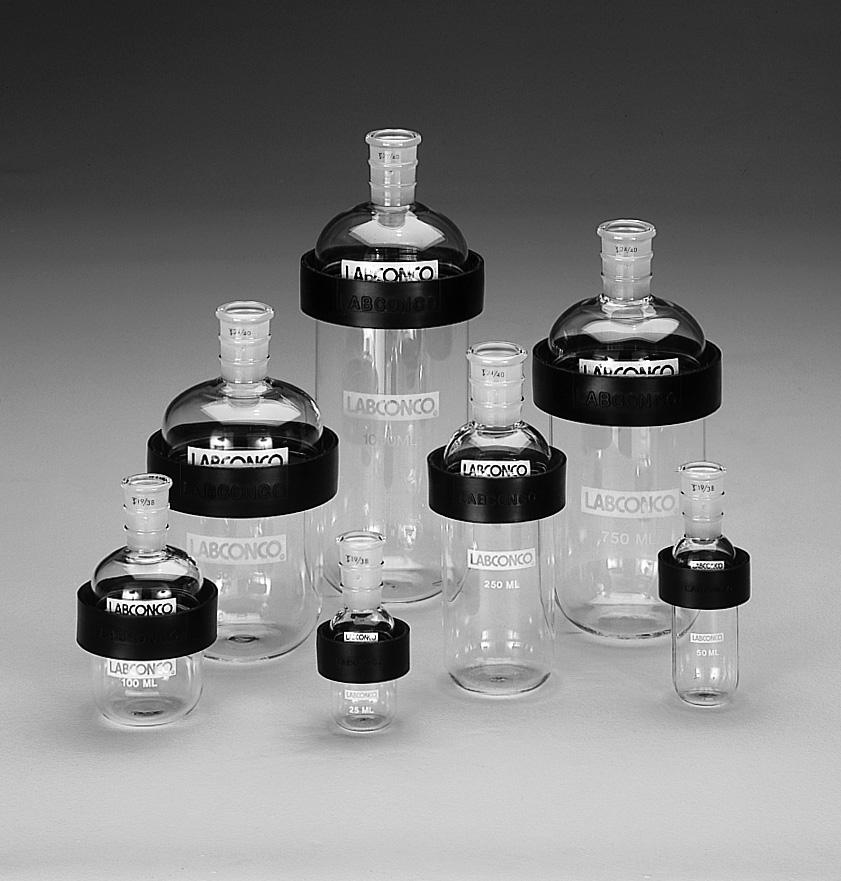 Lyph-Lock Flasks simplify your lyophilization procedures because they have only three pieces per flask a high strength borosilicate glass top and bottom with a silicone rubber ring seal.