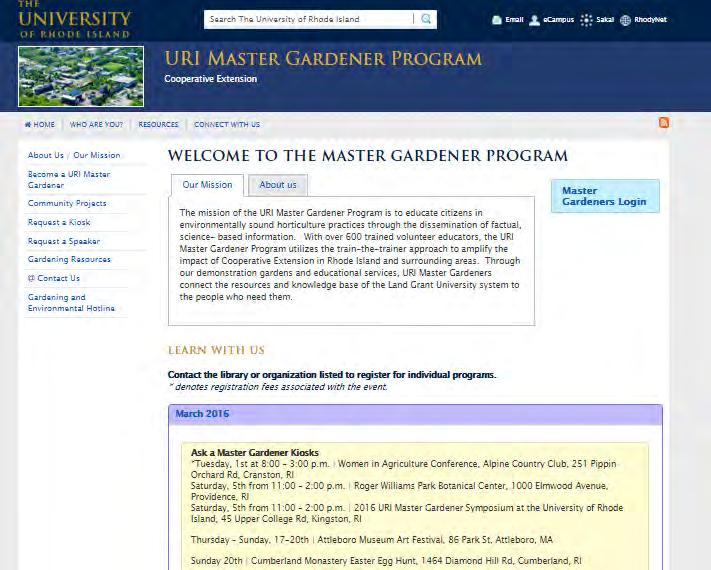 URI Master Gardener Program NEW WEBSITE Inquiries web.uri.