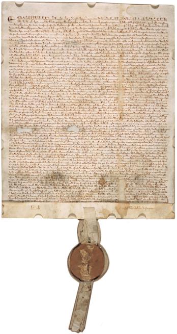 Magna Carta There are only four surviving exemplifica6ons of the original 1215 charter.