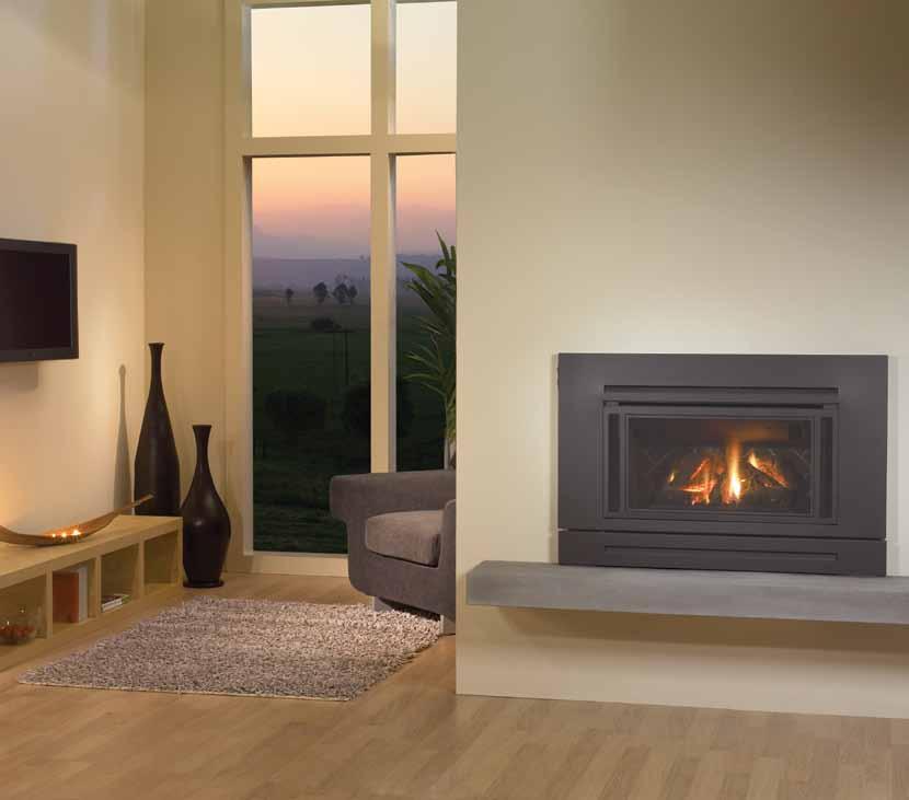 IG-35 gas inbuilt Above: IG-35 shown with optional premium black flush front and brick panels Outstanding Fire The large glass viewing area of the