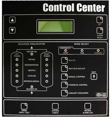 DHA & DBA Dryers - control center Parker domnick hunter s Control Center for Heat Reactivated Desiccant Air Dryers features a complete complement of data acquisition functions.