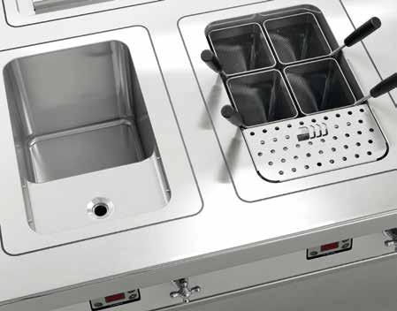 5KW - ideal for slow cooking at low temperatures Holding section - available in GN drawers or hinged doorsr - double rounded