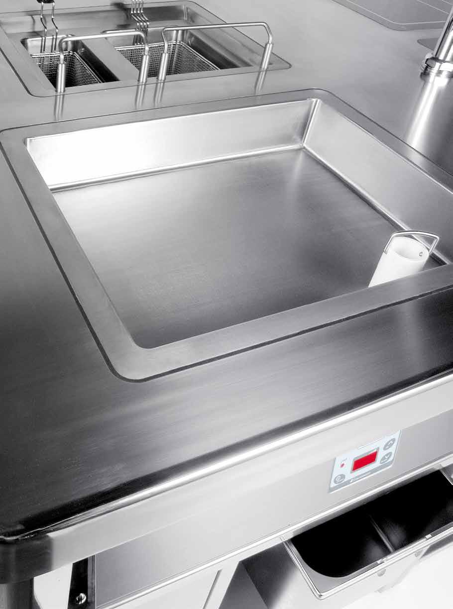 Built-in braise pan - available in GN1/1 (14ltre) or GN2/1 (28litre) - multi function cooking vessel - comes with lid and lift out drain container - efficient and even heat distribution