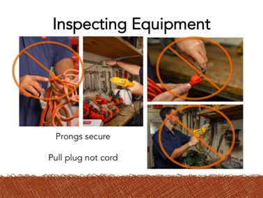 Check the plug to make sure the prongs are secure and none are missing. If one of the prongs is missing, do not use the tool.