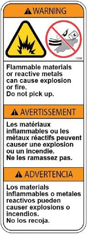 WARNING LABEL - Flammable materials can cause explosion or fire.