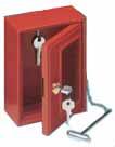 KEY BOXES 6161 Emergency Key Box. Steel box with glass window. Supplied with metal hammer on chain. Brass cylinder lock. 2 keyed. Available Keyed Alike 616KA.