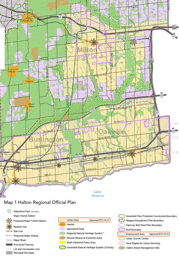 Figure 14 - Map 1 - Regional Structure - Halton Regional Official Plan SUBJECT SITE The objectives for Urban Areas are presented in Section 72 (1) to 72 (11) of the HROP.
