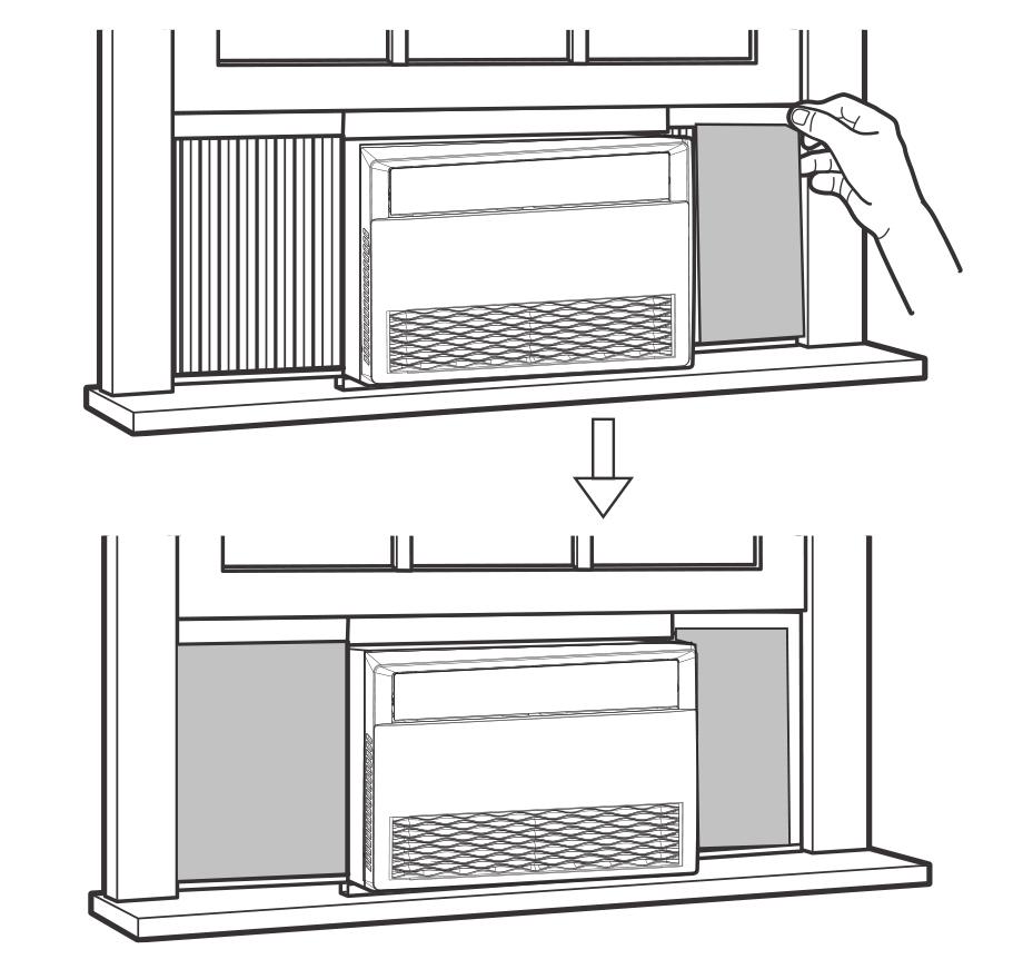 After finishing installation, measure the width between the outer case of the air conditioner and the window frame (see Figure 10, length).