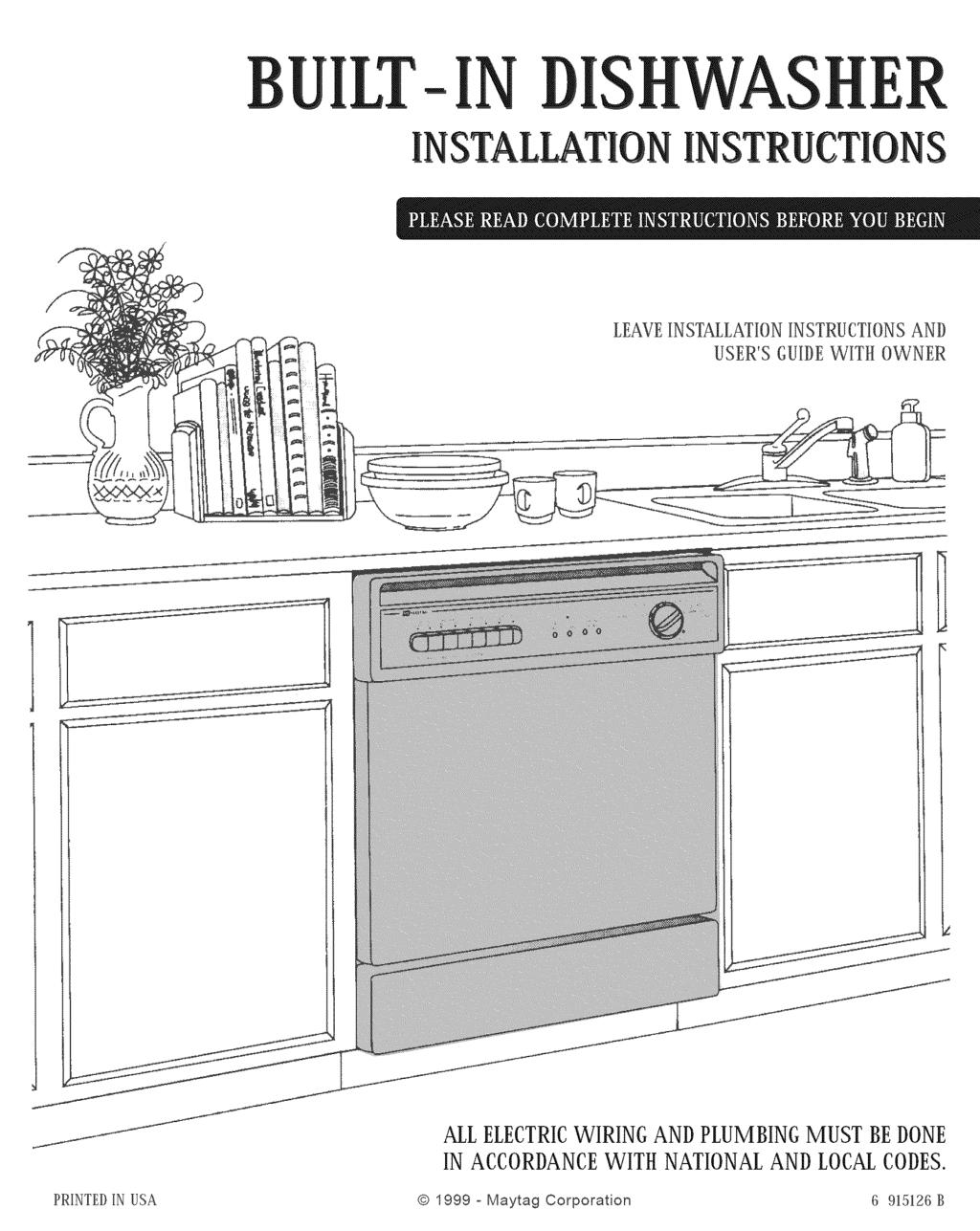 BUILT- N DISHWAS installation instruct!