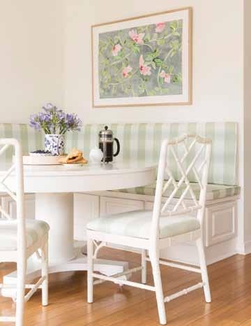 barstools keep the look young. A built-in banquette is a favorite hangout for the Ramseys.