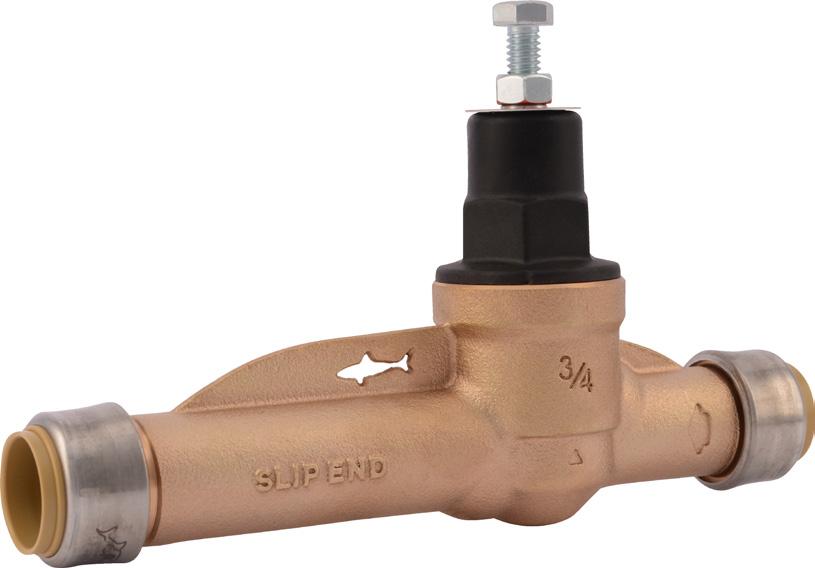 PRESSURE REGULATING VALVES EB45 SHARKBITE COMMERCIAL, RESIDENTIAL The EB45 Pressure Regulator with SharkBite push-fit connections features a half cartridge design that offers the performance of a