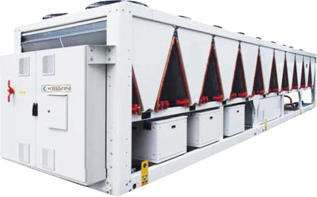 KELVIN Clim F497 KELVIN Clim F497 KELVIN CLIM F497 :Packaged air cooled liquid chillers with free-cooling system in A class energy eff iciency for outdoor installation, equipped with oil-free