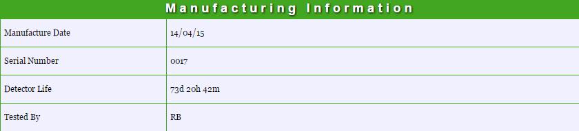 Use the scroll down icon to the manufacturing and service information.