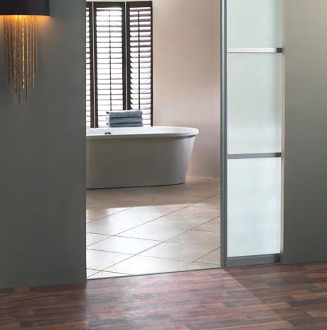 Aluminium room divider shown here with midrails and a laminted glass