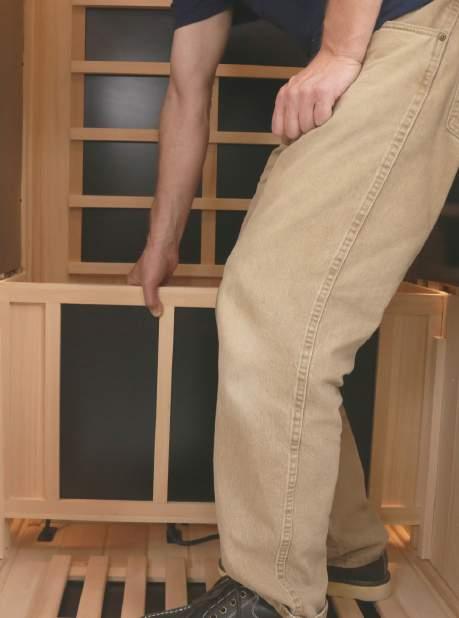 It is necessary to remove the heater guards from the two side walls in order to install the leg heater