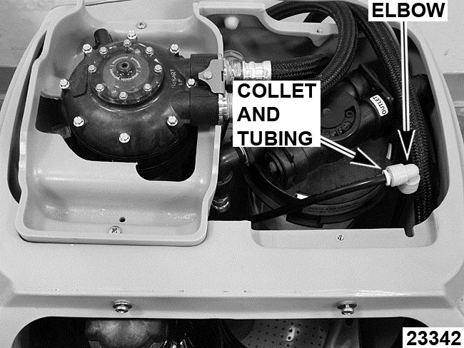 12 18. Disconnect tubing from brine valve elbow by holding the collet and pulling tubing straight away. Fig. 13 19. Remove brine valve from the softener cabinet. Fig. 11 14.