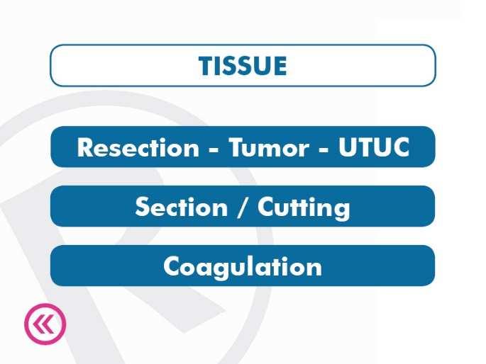 5.2.4 Tissue Mode: If you select Tissue in the first mode emission selection (cap5.2.2) the following screen will appear: Select the type of laser action you need over the target tissue.