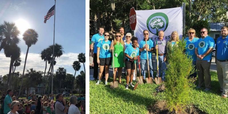 CH's Sarah Dark[Left], member of the City of Atlantic Beach's Environmental Stewardship Committee, assisted in the planning and organization of the City's Arbor Day Celebration held at Atlantic Beach
