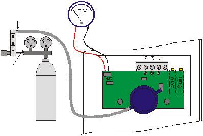 mv 160 (mv) x 200 (ppm) + 40 (mv) = 146,7 mv 300 (ppm) Control voltage: Zero calibration: Gain calibration: = (mv) 40 mv ±2 mv 160 mv x CO (ppm) + 40 mv Measuring range (ppm) Flow rate: 150 ml/min ±